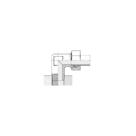 Racord en Codo rosca Macho GAS conica Tipo L Tubo 22 Rosca 3/4"