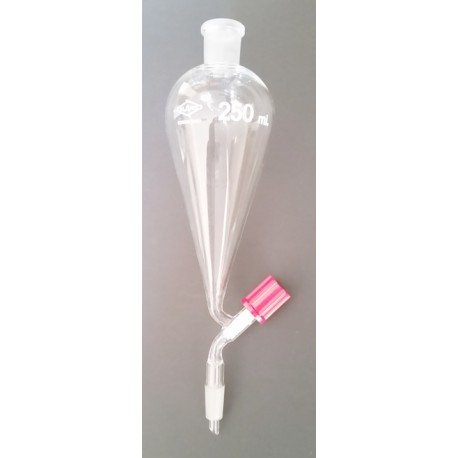 EMBUDO conico para decantacion con macho inferior M-29/32 y llave punzon H-29/32 1000ml