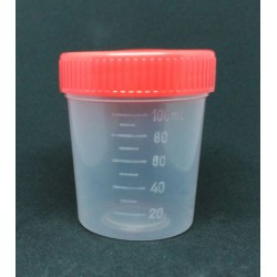 Contenedor de 100ml tapa ROJA en bolsa individual asepticos 500ud