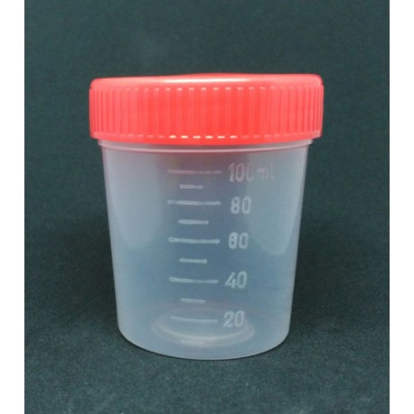 Contenedor de 100ml tapa ROJA en bolsa individual asepticos 500ud