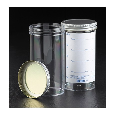 Contenedor Poliestireno con tapón de sello de flujo capacidad 250ml pack 50ud