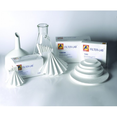 PAPEL FILTRO ANALISIS CUALITATIVO ref. 1300/80 PLEGADO Ø200mm DIAMETRO 100ud
