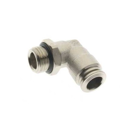 Racord Giratorio Codo Cilíndrico Macho BSP Orientable Latón niquelado Ø6  1/4 Ref Aignep 57116 6 1/4