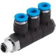 Racord rápido roscado Quick Star Distribuidor múltiple orientable TRIPLE Ref. QSLV3-3/8-10