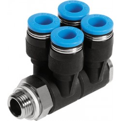 Racord rápido roscado Quick Star Distribuidor múltiple orientable CUÁDRUPLE Ref. QSLV4-G3/8-8