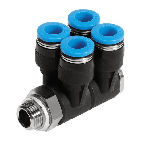 Racord rápido roscado Quick Star Distribuidor múltiple orientable CUÁDRUPLE Ref. QSLV4-G3/8-8