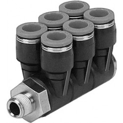 Racord rápido roscado Quick Star Distribuidor múltiple orientable SÉXTUPLE Ref. QSLV6-1/4-6