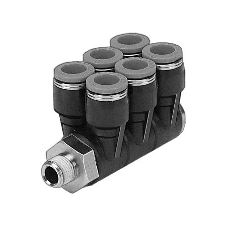 Racord rápido roscado Quick Star Distribuidor múltiple orientable SÉXTUPLE Ref. QSLV6-1/4-6