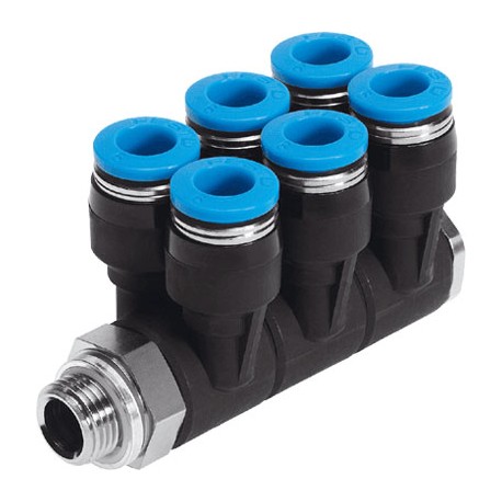 Racord rápido roscado Quick Star Distribuidor múltiple orientable SÉXTUPLE Ref. QSLV6-G1/4-6