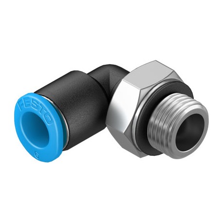 Racord rápido roscado en L Cilíndrico orientable rosca exterior con hexágono exterior QSML-G1/8-6