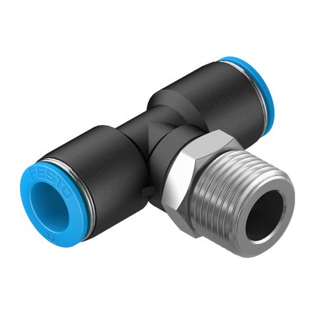 Racord Rápido en T Orientable Rosca Exterior con Hexágono Exterior Ref. FESTO QST-1/2-12