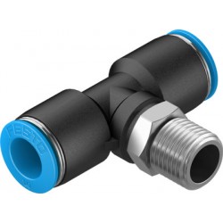 Racord Rápido en T Orientable Rosca Exterior con Hexágono Exterior Ref. FESTO QST-1/4-10