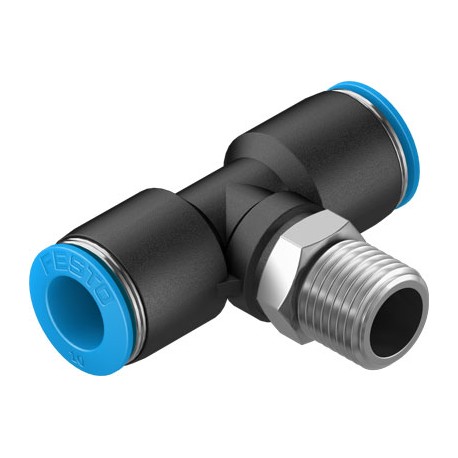 Racord Rápido en T Orientable Rosca Exterior con Hexágono Exterior Ref. FESTO QST-1/4-10