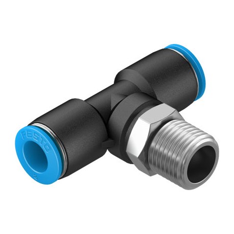 Racord Rápido en T Orientable Rosca Exterior con Hexágono Exterior Ref. FESTO QST-1/4-8