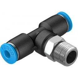 Racord Rápido en T Orientable Rosca Exterior con Hexágono Exterior Ref. FESTO QST-1/8-4