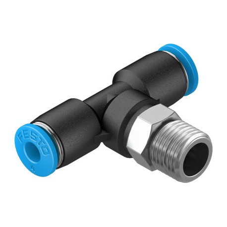 Racord Rápido en T Orientable Rosca Exterior con Hexágono Exterior Ref. FESTO QST-1/8-4