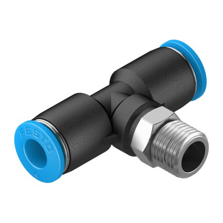 Racord Rápido en T Orientable Rosca Exterior con Hexágono Exterior Ref. FESTO QST-1/8-6