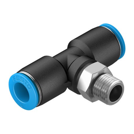 Racord Rápido en T Orientable Rosca Exterior con Hexágono Exterior Ref. FESTO QST-1/8-8