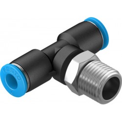 Racord Rápido en T Orientable Rosca Exterior con Hexágono Exterior Ref. FESTO QST-1/4-6