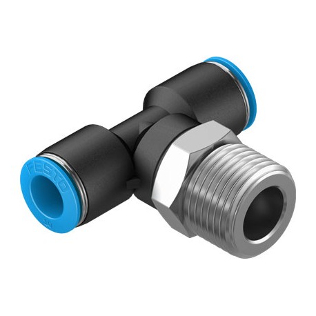 Racord Rápido en T Orientable Rosca Exterior con Hexágono Exterior Ref. FESTO QST-1/2-10