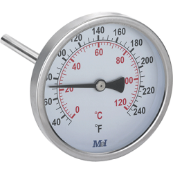 Termómetro 0+120ºC Ø100mm Inoxidable AISI 304 D.escala BSP 1/2" Salida horizontal SH