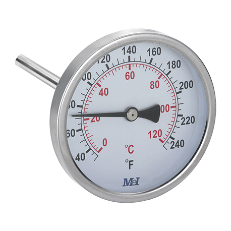 Termómetro 0+120ºC Ø100mm Inoxidable AISI 304 D.escala BSP 1/2" Salida horizontal SH