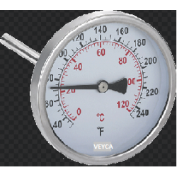 Termómetro Ø100mm Inoxidable AISI 304 D.escala BSP 1/2" Salida horizontal SH