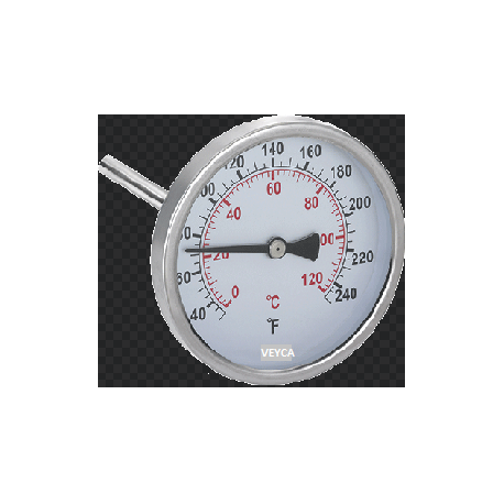Termómetro Ø100mm Inoxidable AISI 304 D.escala BSP 1/2" Salida horizontal SH