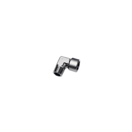 ACCESORIO ROSCADO ADAPTOR EN ACERO INOXIDABLE MACHO/HEMBRA CODO IGUAL MACHO BSP CONICA, HEMBRA BSP C