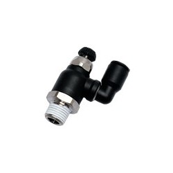 RACOR CON FUNCION NEUMATICA RACOR REGULATOR DE CAUDAL VERSION POLIMERO BANJO SALIDA ORIENTABLE REGUL