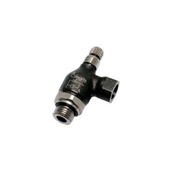 RACOR CON FUNCION NEUMATICA RACOR REGULADOR DE CAUDAL VERSION METALICA LATON BANJO CON TORNILLO EXTE