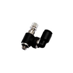RACOR CON FUNCION NEUMATICA RACOR REGULATOR DE CAUDAL VERSION POLIMERO BANJO SALIDA ORIENTABLE REGUL