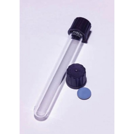 Tubo ensayo para cultivo 70ml fondo redondo vidrio borosilicato PYREX con tapón rosca SVL 26x200mm