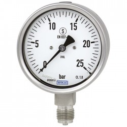 Vacuómetro 233.50.100 Ø100mm -1+26 Bar G1/2" Salida Horizontal INOX Cl.1