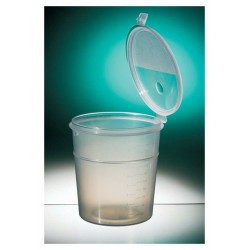 Vaso toma muestras graduado envase estéril 300ml con tapa bisagra FL300-04 240ud