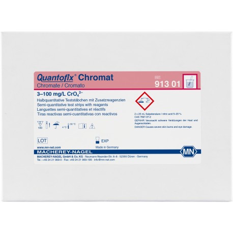 91301RM 100 tiras/pack CROMATO, QUANTOFIX TIRA P/ DETERMIN. SEMI-CUANTITATIVA.RANGO:0-100mg/L.TIRAS