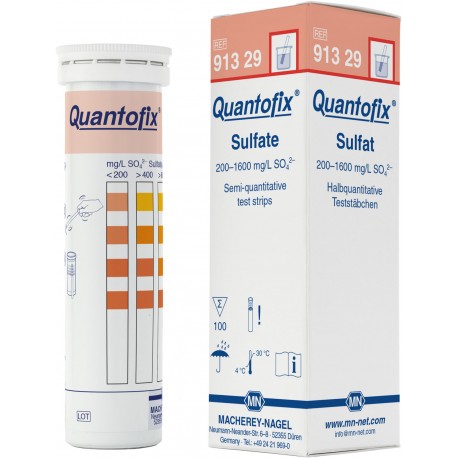 91329RM 100 tiras/pack SULFATO, QUANTOFIX TIRA P/ DETERMIN. SEMI-CUANTITAT. RANGO:0-1600mg/L. TIRAS