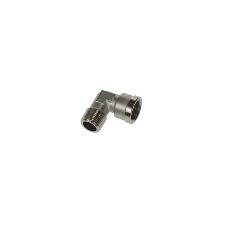 ACCESORIO ROSCADO ADAPTOR EN LATON NIQUELADO MACHO/HEMBRA CODO IGUAL HEMBRA, BSP CILINDRICAS-MACHO C