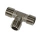 ACCESORIO ROSCADO ADAPTOR EN LATON NIQUELADO DOBLE MACHO TE ROSCA MACHO BSP CONICA ROSCA R1/8
