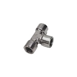 Racord Te Triple Igual Acero Inox Doble Hembra Rosca BSP Cilíndrica G1/4"