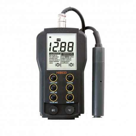 Conductímetro portátil (0,0 microS/cm a 199,9 mS/cm) impermeable, compensación autom. temp