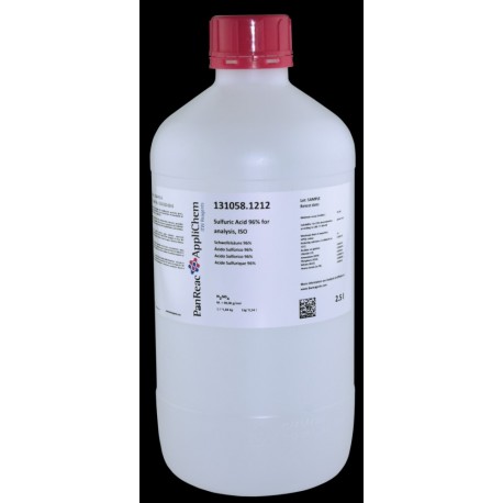 Ácido Sulfúrico 96% (Reag. Ph. Eur.) para análisis, ISO PA 2500ml (2,5 Litros)