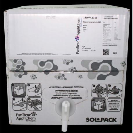 Agua para análisis, ACS PA 10000ml (10 Litros)