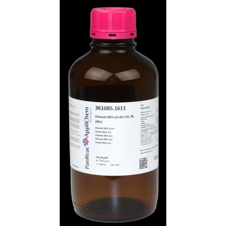 Etanol 96% v/v para UV, IR, HPLC 1000ml (1 Litro)
