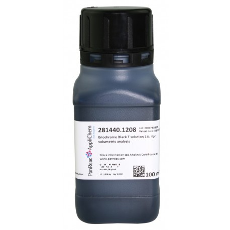 Negro de Eriocromo T solución 1% para análisis volumétrico 100ml