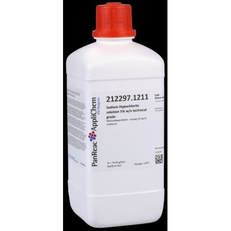 Sodio Hipoclorito solución 5% p/v grado técnico QP 1000ml (1 Litro)