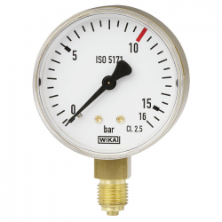 Manómetro 111.12.050 Ø50mm 10Bar 1/4" Salida Horizontal Dorsal Concéntrica Caja Acero Negro  Cl.2,5