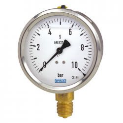 Manómetro 213.53.063 Ø63mm 1/4" 6Bar Salida Vertical INOX Líquido de Llenado Glicerina Cl.1,6