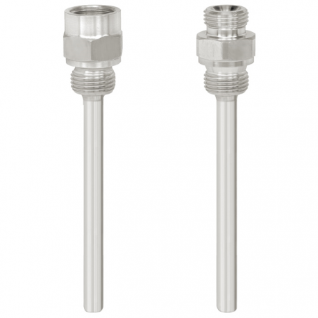 Vaina TW45-F DIN 43772 Forma 5 G 1/2"B G 1/2"B Hembra U1-127 mm INOX 1.457 Tubo 9x1mm