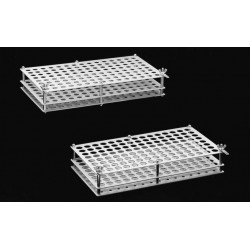 Gradilla para 120 tubos con aletas para decantación, chapa de aluminio anodizado 300x170x50mm